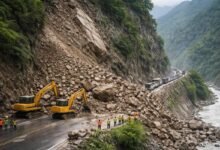 Jammu Highway Landslide blocking NH44 after heavy rainfall