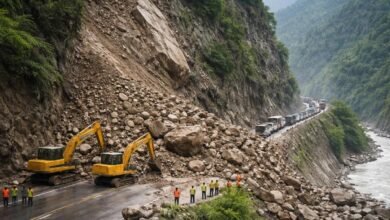 Jammu Highway Landslide blocking NH44 after heavy rainfall