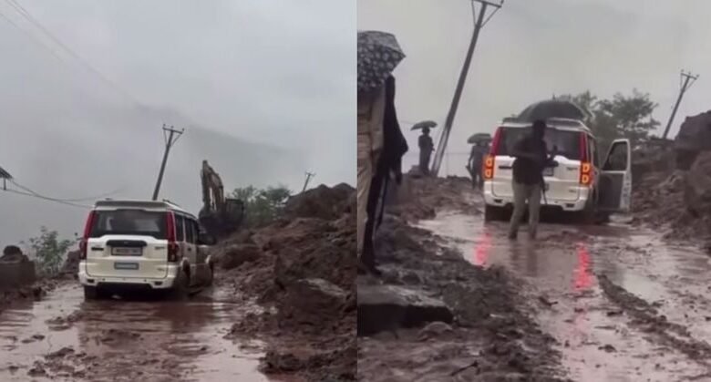 Mian Altaf Convoy after landslide on Jammu Poonch National Highway