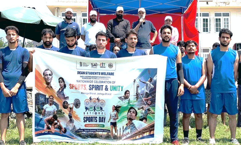 SKUAST Sports Day students volleyball tug of war